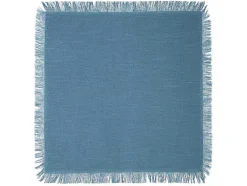 Set Van 4 Servetten Met Franje - Katoen - 45 X 45 Cm - Marineblauw - Pola