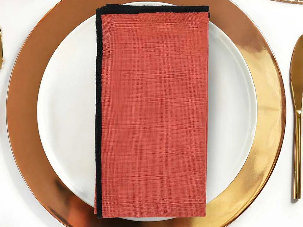 Set Van 4 Servetten Van Katoen En Linnen - 45 X 45 Cm - Terracotta - Borina