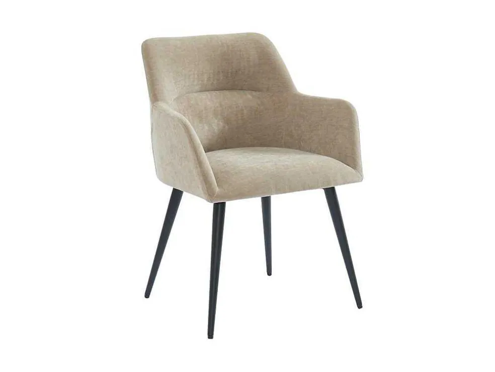 Set Van 2 Stoelen Heka - Met Armleuningen - Stof En Metaal - Beige