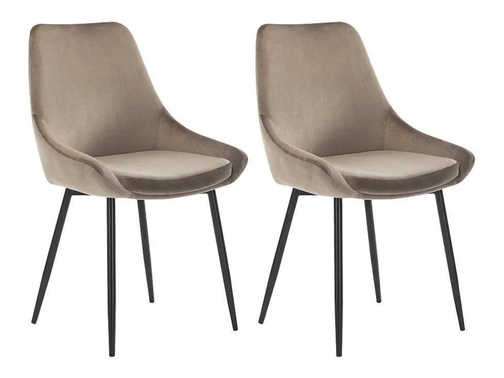 Set Van 2 Stoelen Masurie - Fluweel - Taupe