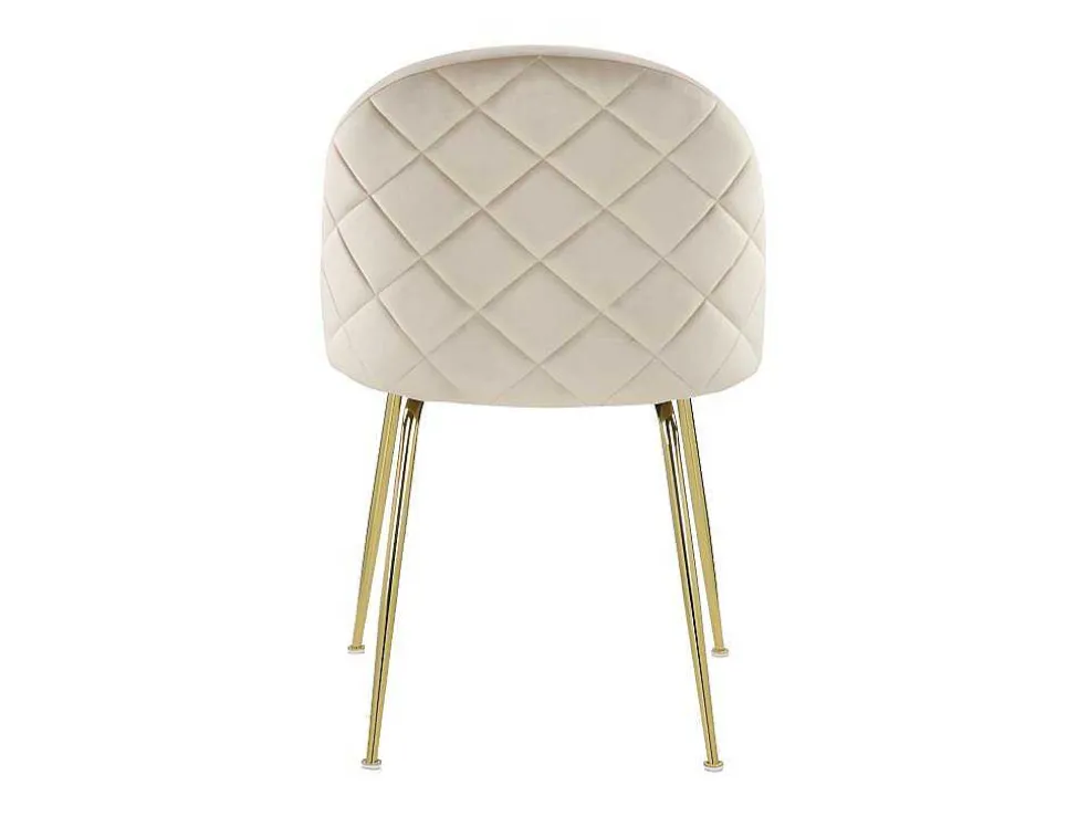 Set Van 2 Stoelen Melbourne - Fluweel En Goudkleurig Metaal - Beige