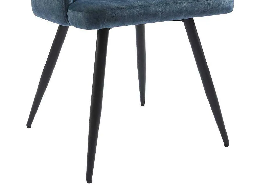 Set Van 2 Stoelen Met Armleuningen Van Stof En Zwart Metaal - Blauw - Kadija