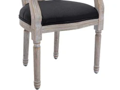 Set Van 2 Stoelen Met Armleuningen - Riet, Stof En Heveahout - Zwart - Antoinette