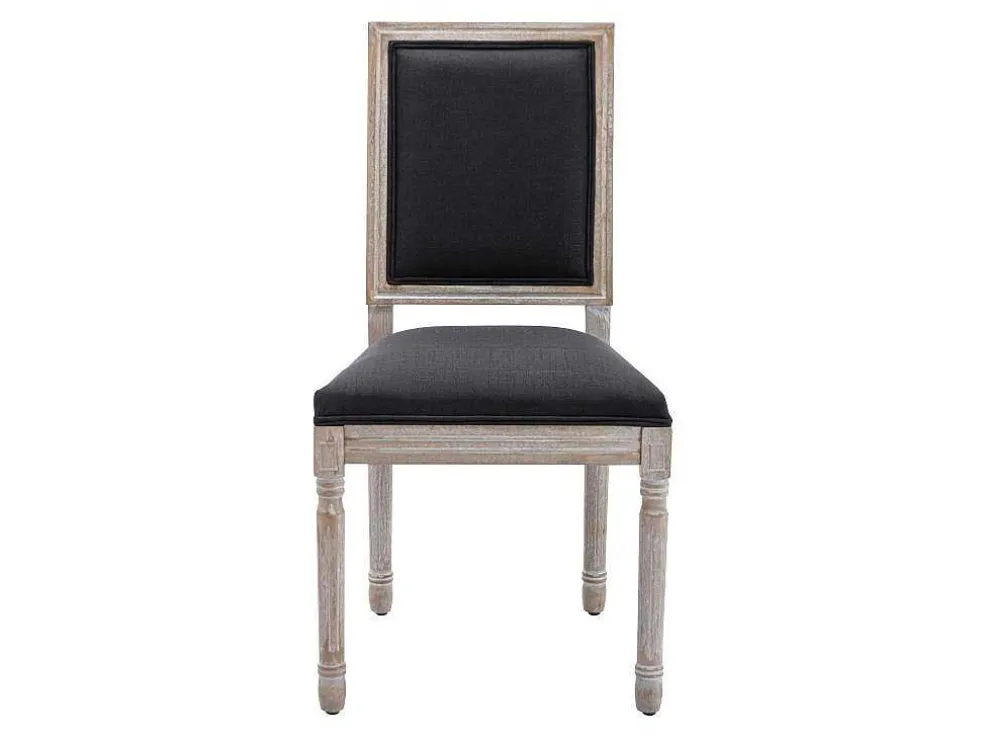 Set Van 2 Stoelen Van Stof En Heveahout - Zwart - Amboisette
