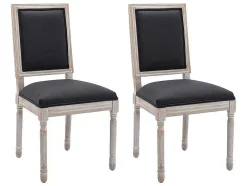 Set Van 2 Stoelen Van Stof En Heveahout - Zwart - Amboisette