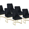 Set Van 6 Stoelen Van Velours En Goudkleurig Roestvrij Staal - Zwart - Porilaso Van Pascal Morabito