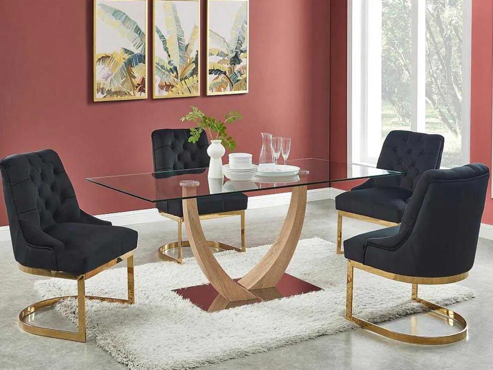 Set Van 2 Stoelen Van Velours En Goudkleurig Roestvrij Staal - Zwart - Porilaso Van Pascal Morabito