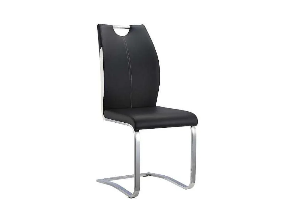 Set Van 4 Stoelen Winch - Zwart / Wit Kunstleer - Poten Van Chroom Metaal