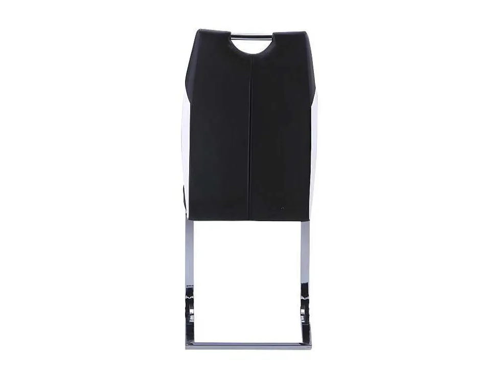 Set Van 4 Stoelen Winch - Zwart / Wit Kunstleer - Poten Van Chroom Metaal
