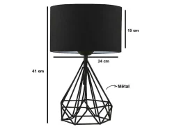 Set Van 2 Tafellampen Van Metaal Met Stoffen Kap - Zwart - H41 Cm - Anaia