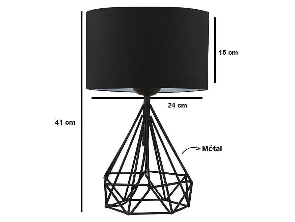 Set Van 2 Tafellampen Van Metaal Met Stoffen Kap - Zwart - H41 Cm - Anaia