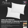 Set Van 2 Traagschuim Hoofdkussen 50 X 70 Cm - Perkaal Katoen - 91 Draden/Cm - 750 Gr - Wit - Auxence