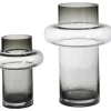 Set Van 2 Vazen Van Getint Glas - D25 X H30 Cm - Glas - Gerookt Grijs - Valoit