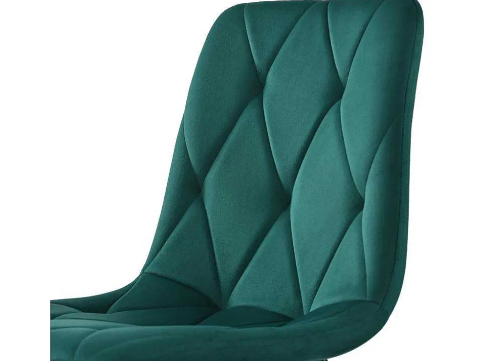Set Van 4 Velvet Stoelen - Metalen Structuur - Ruitpatroon - Groen