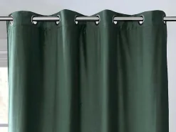 Set Van 2 Verduisterende Gordijnen Van Velours - L135 X H250 Cm - Groen Met Zilverkleurige Ogen - Darrel