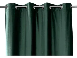 Set Van 2 Verduisterende Gordijnen Van Velours - L135 X H250 Cm - Groen Met Zilverkleurige Ogen - Darrel