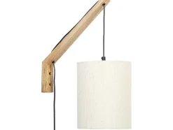 Set Van 2 Wandlampen Met Scandinavische Stijl - D35 X H48 Cm - Hout En Stof - Naturel En Beige - Paliana