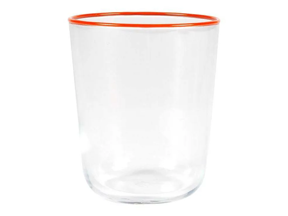 Set Van 6 Waterglazen Met Oranje Rand - 31,5 Cl - D. 8 X H. 9,5 Cm - Azuran