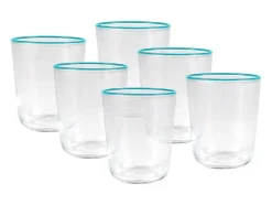 Set Van 6 Waterglazen Met Een Blauwe Rand Van 31,5 Cl - D. 8 X H. 9,5 Cm - Azuran