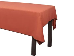 Set Van Tafellaken + 4 Servetten Van Linnen En Katoen - Zwarte Rand - Terracotta - 170 X 170 Cm - Borina