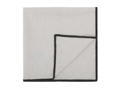 Set Van Tafellaken + 4 Servetten Van Linnen En Katoen - Zwarte Rand - Taupegrijs - 170 X 250 Cm - Borina
