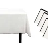Set Van Tafellaken + 4 Servetten Van Linnen En Katoen - Zwarte Rand - Wit- 170 X 170 Cm - Borina
