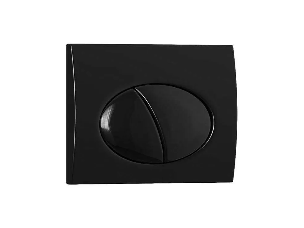 Set Voor Hang-Wc Van Glanzend Zwart Keramiek Met Voorwandsysteem En Ovalen Bedieningsplaat - Clemona
