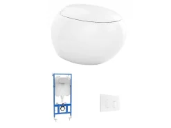 Set Voor Hang-Wc Van Wit Keramiek Met Voorwandsysteem En Bedieningsplaat - Huro Ii