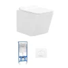 Set Voor Witte Hang-Wc Met Voorwandsysteem En Chroomkleurige Ovalen Bedieningsplaat - Clemona