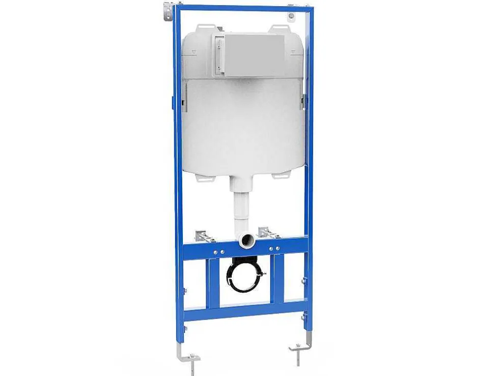 Set Voor Witte Hang-Wc Met Voorwandsysteem En Chroomkleurige Ovalen Bedieningsplaat - Clemona