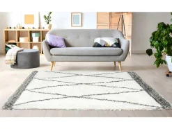 Shaggy Hoogpolig Tapijt Berberstijl Hania - Polyester - 160 X 230 Cm - Beige En Grijs