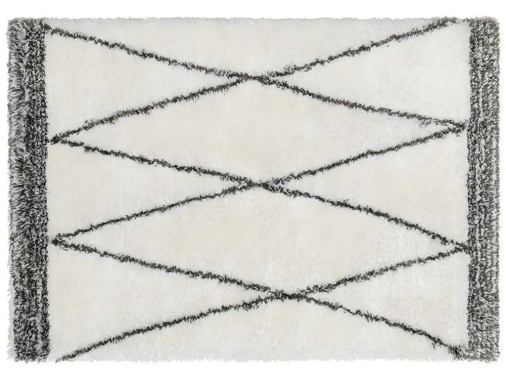Shaggy Hoogpolig Tapijt Berberstijl Hania - Polyester - 160 X 230 Cm - Beige En Grijs