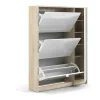 Shane Schoenenkast 3 Klapdeuren 2R, 1 Deur Eikenstructuur Decor, Wit Hoogglans.