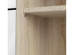 Shane Schoenenkast 3 Klapdeuren 2R, 1 Deur Eikenstructuur Decor, Wit Hoogglans.