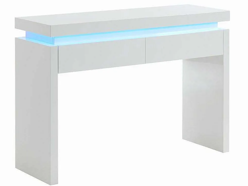 Sidetable Emerson - Met Led-Verlichting - 2 Lades - Wit Gelakt Mdf