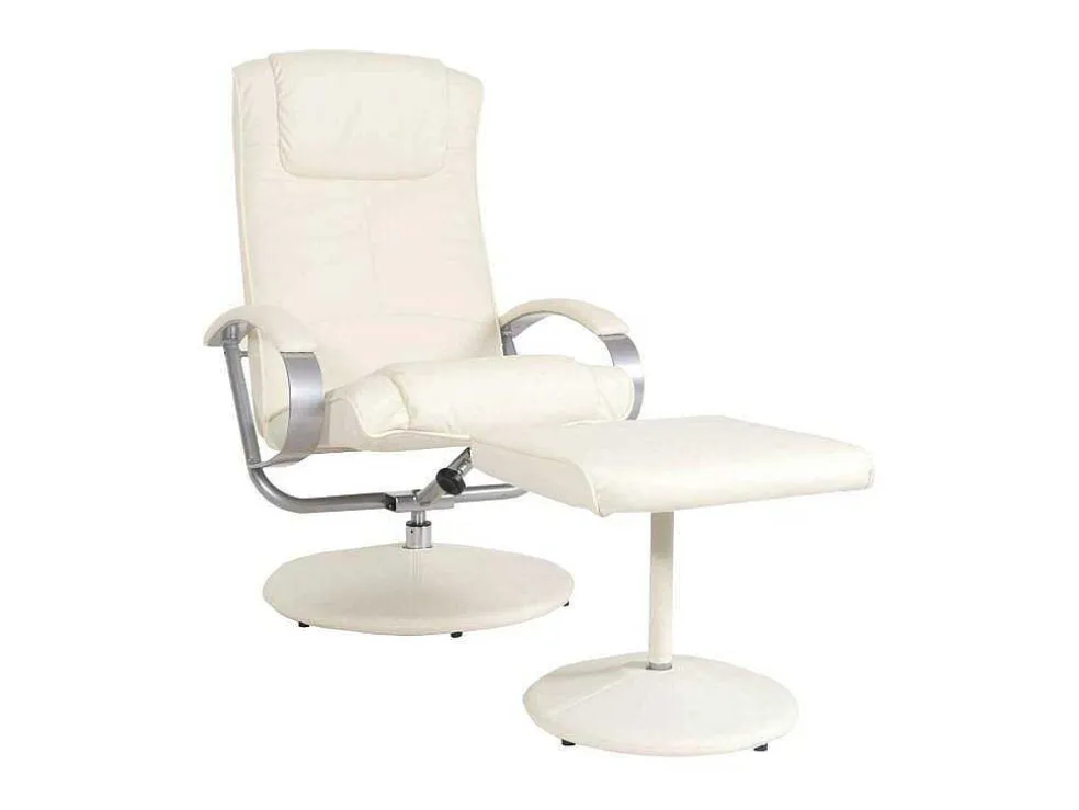 Siena Relaxfauteuil Met Kruk, Creme-Wit