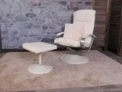 Siena Relaxfauteuil Met Kruk, Creme-Wit