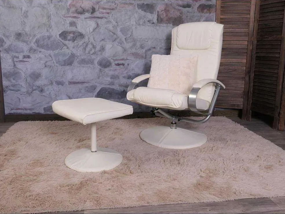 Siena Relaxfauteuil Met Kruk, Creme-Wit
