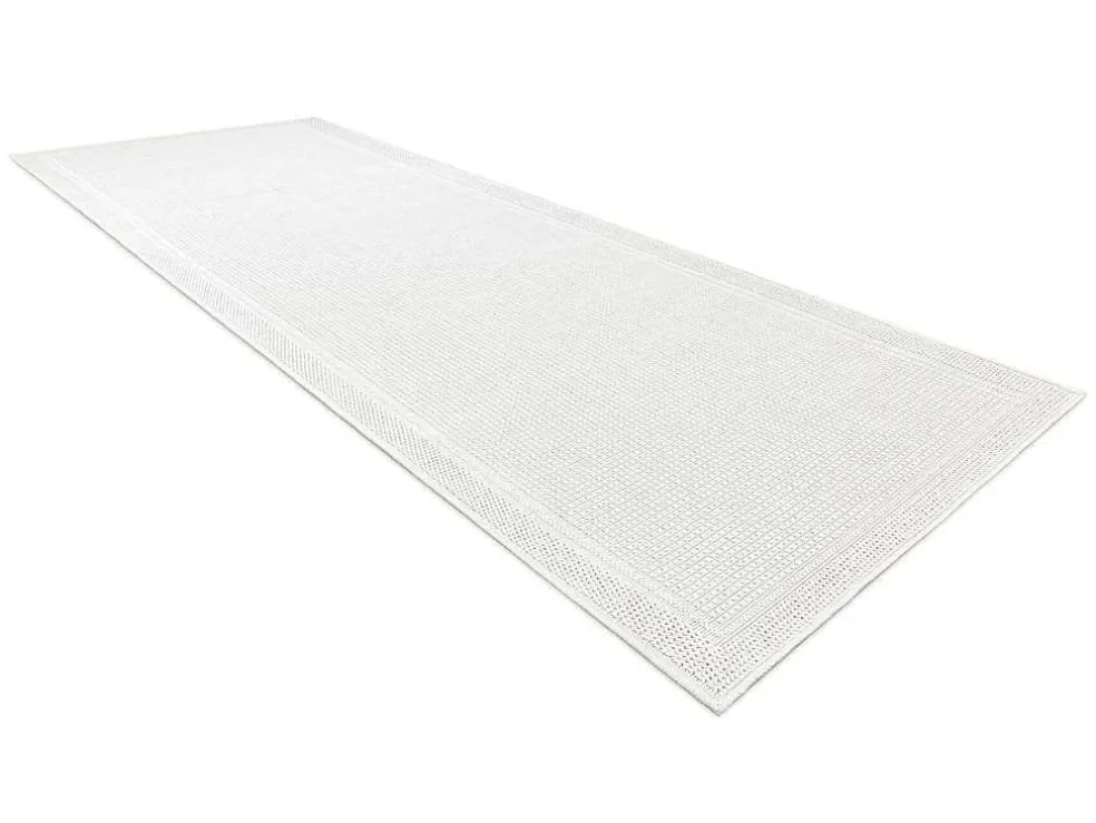 Sisal Tapijt, Loper Timo 5979 Buitenshuis Kader Wit 70X200 Cm