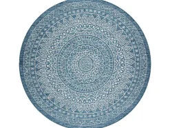 Sisal Tapijt Sisal Loft 21207 Rosette Rond Boho Ivoor/Zilver/Blauw Cercle 120 Cm