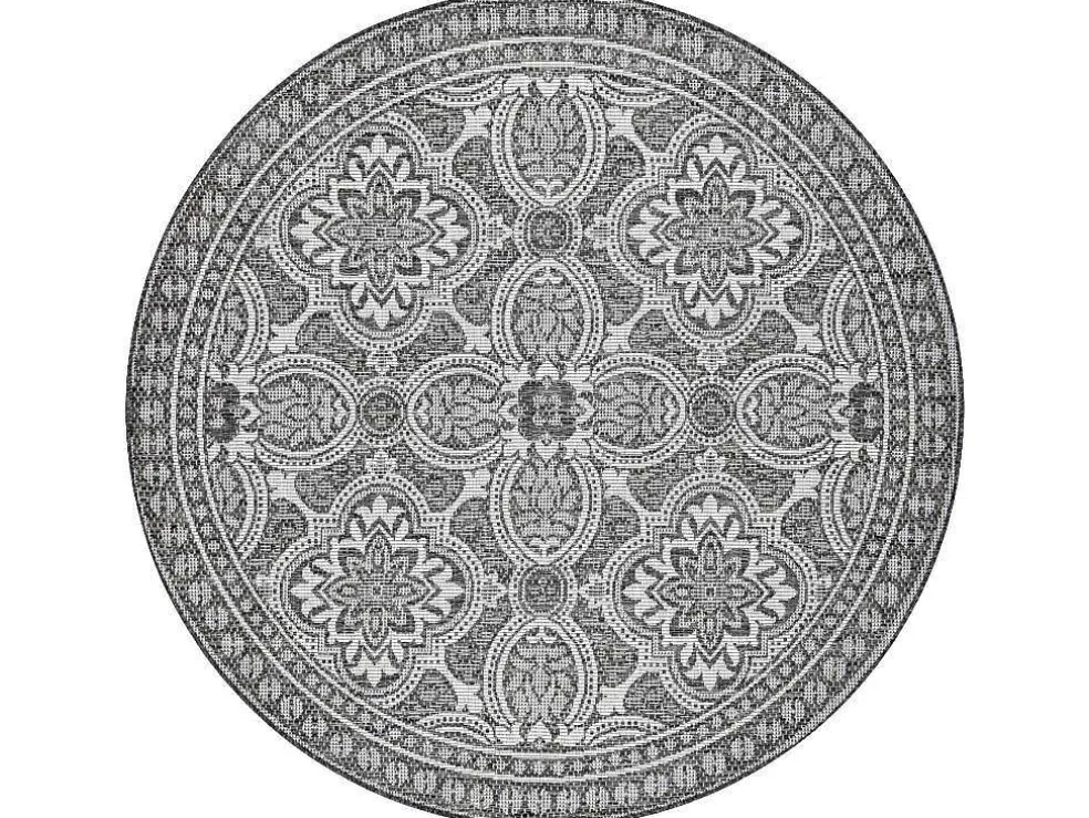 Sisal Tapijt Sisal Loft 21193 Rond Boho Ivoor/Zilver/Grijskleuring Cercle 120 Cm