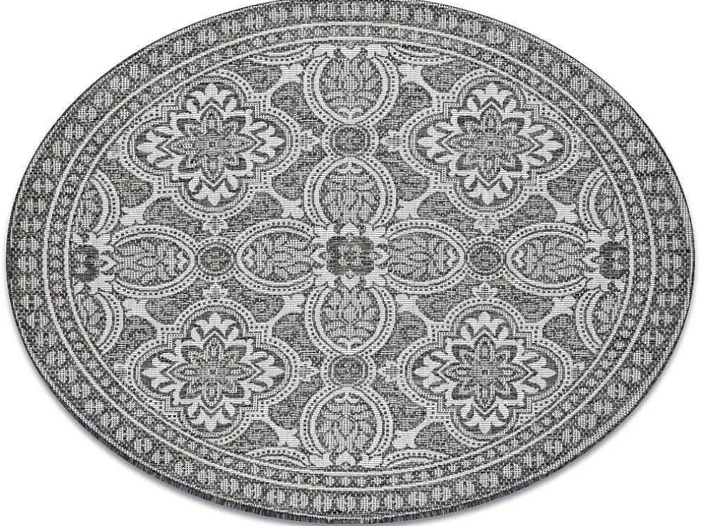 Sisal Tapijt Sisal Loft 21193 Rond Boho Ivoor/Zilver/Grijskleuring Cercle 120 Cm
