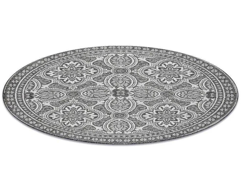 Sisal Tapijt Sisal Loft 21193 Rond Boho Ivoor/Zilver/Grijskleuring Cercle 120 Cm