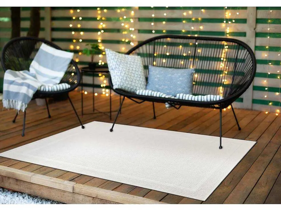 Sisal Tapijt Timo 5979 Buitenshuis Kader Wit 140X190 Cm