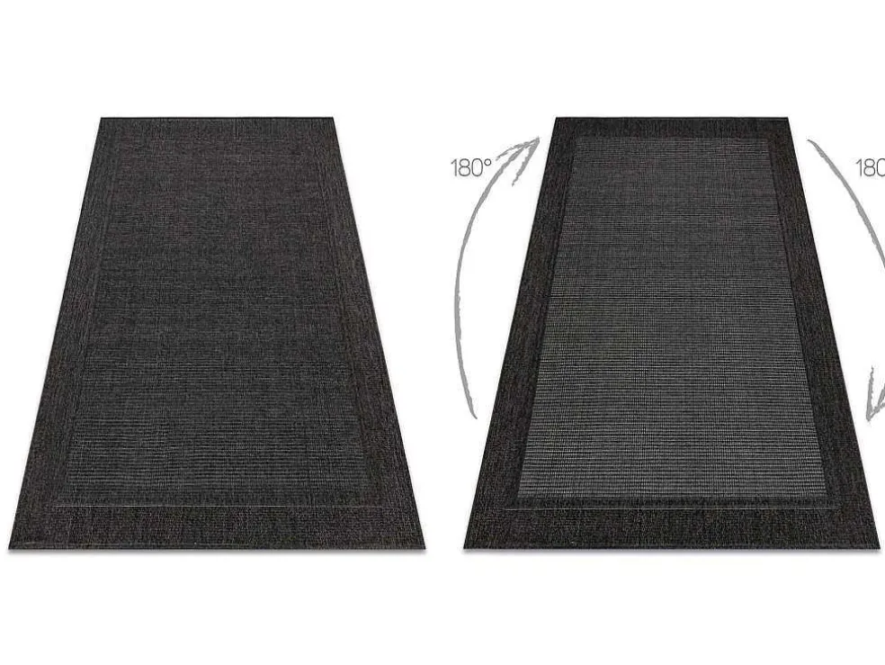 Sisal Tapijt Timo 5000 Buitenshuis Kader Zwart 80X150 Cm