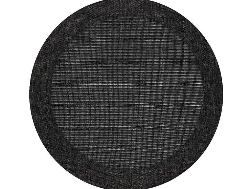 Sisal Tapijt Timo 5000 Cirkel Buitenshuis Kader Zwart Cercle 120 Cm