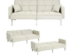 Slaapbank Mcw-K65, Stof/Textiel Creme-Beige