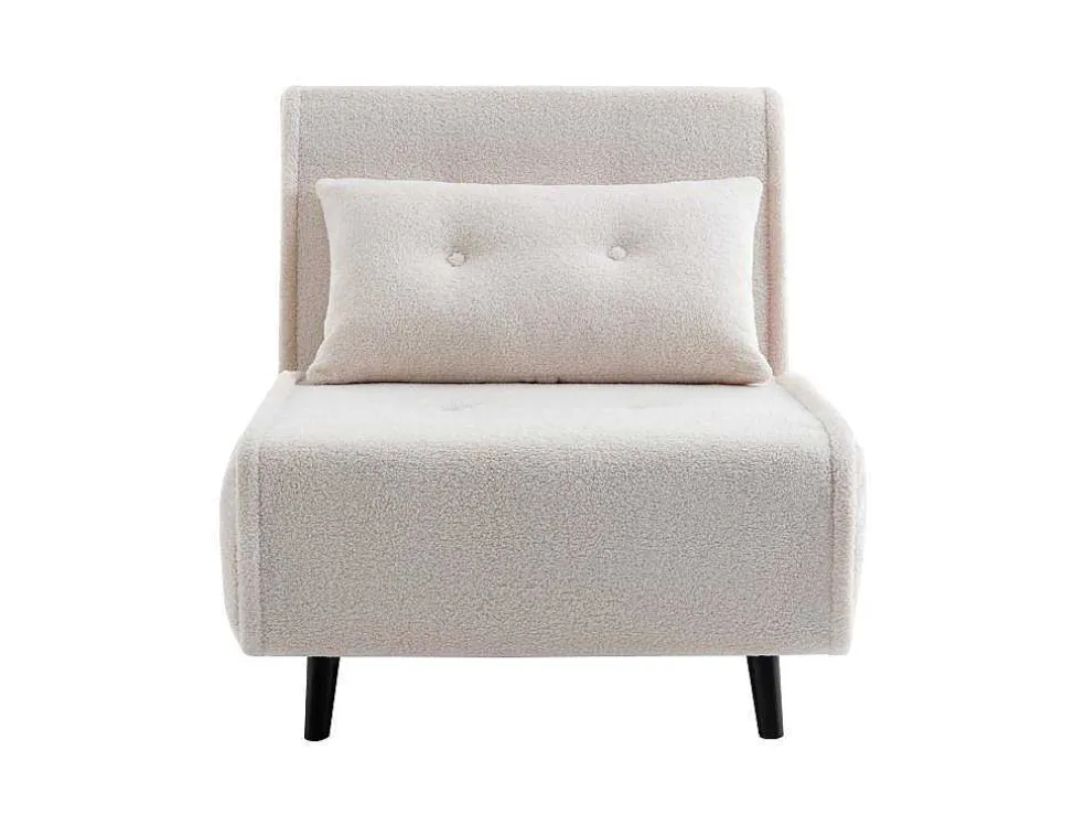 Slaapfauteuil Van Ivoorwitte Bouclestof Uribia