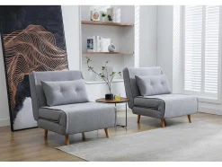 Slaapfauteuil Van Lichtgrijze Stof Uribia