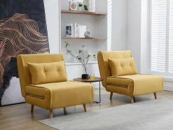 Slaapfauteuil Van Mosterdgele Stof Uribia
